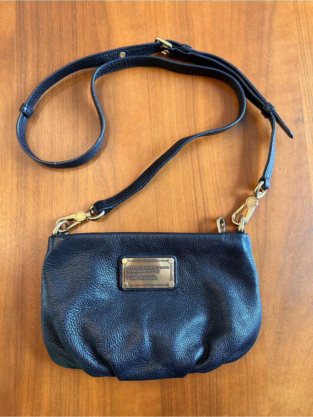 Marc by Marc Jacobs Black Pebbled Leather Gold-Accent Crossbody